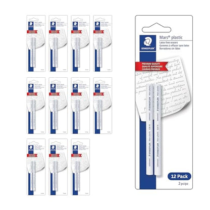 STAEDTLER Mars Plastic Eraser Refills - 12 Pack, 24 Count | Latex-Free Erasers, Replacements for Refillable Holder, Home, School & Office, White - style: 12 Pack - 2 Eraser Refills / Pack