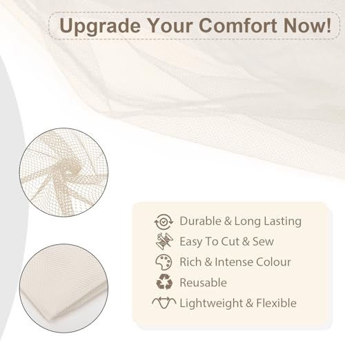 59" x 72"(2 Yards) White Mesh Fabric | Slightly Stretchy for Sewing Projects, Backpack Pocket and Straps, Netting Clothes and Shopping Bag - color: White