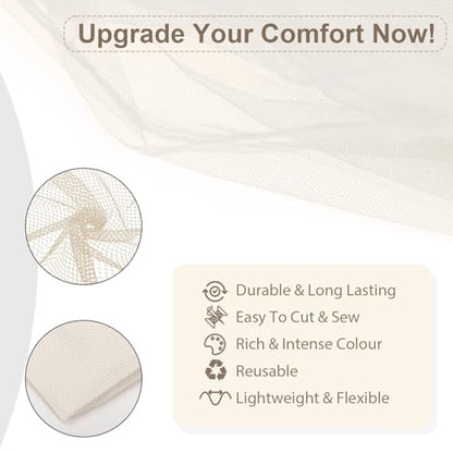 59" x 72"(2 Yards) White Mesh Fabric | Slightly Stretchy for Sewing Projects, Backpack Pocket and Straps, Netting Clothes and Shopping Bag - color: White