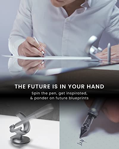 novium Hoverpen Future - Luxury Fountain & Rollerball Pen All-In Gift Box | Schmidt Nib (Fine), Converter, Extra Refill, Aerospace Metal, Best Pen Gift Set for Men & Women (Frost Silver) - color: Frost Silver, style: 2-In-1 Set