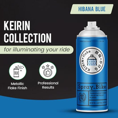 Spray.Bike Keirin Flake Finishing Coat - Hibana Blue, 400ml | Metal Flake Spray Paint Coating | Glitter Spray Paint Topcoat for Steel, Aluminum - color: Flake Blue