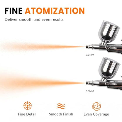 Colima Airbrush Kit with Air Compressor, 35 PSI 5 Pressure Levels Air Brush