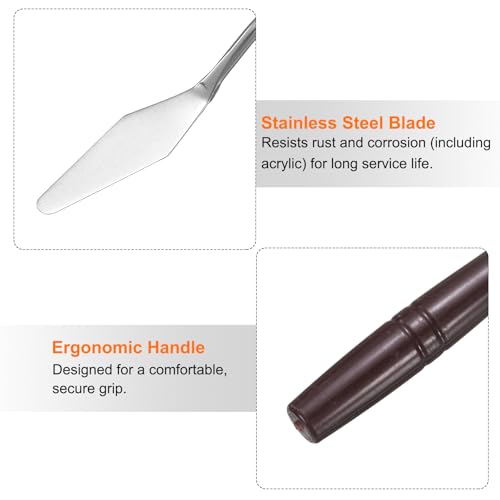 HARFINGTON 8pcs Palette Knife Painting Tool 6.3" Pointed Stainless Steel Blade Plastic Handle Spatula Painting Pallet Knife for Oil Acrylic, Red - size: 6.3"