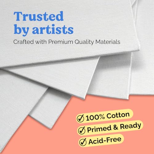 Chalkola 24 Pack Paint Canvases for Painting - Blank Art Canvas Panels | Multipack 4x6, 5x7, 8x10, 9x12, 11x14, 12x16 inch (4 Each) - 100% Cotton, Primed, Acid Free Art Canvas Boards for Painting - size: 24 - 4x6, 5x7, 8x10, 9x12, 11x14, 12x16, style: Var