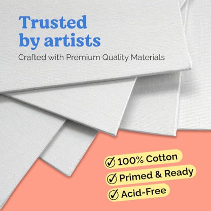 Chalkola 24 Pack Paint Canvases for Painting - Blank Art Canvas Panels | Multipack 4x6, 5x7, 8x10, 9x12, 11x14, 12x16 inch (4 Each) - 100% Cotton, Primed, Acid Free Art Canvas Boards for Painting - size: 24 - 4x6, 5x7, 8x10, 9x12, 11x14, 12x16, style: Var