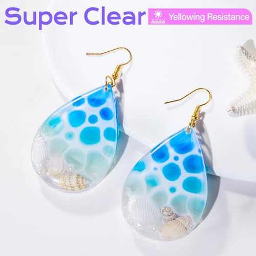 HeyClear 500g UV Resin Kit Clear UV Epoxy Glue Fast Curing for DIY Crafts | Crystal Clear, Hard, Low Odor Premixed UV Resin Glue kit for Beginners Jewelry Making, Casting Coating and Resina Art - size: 500g