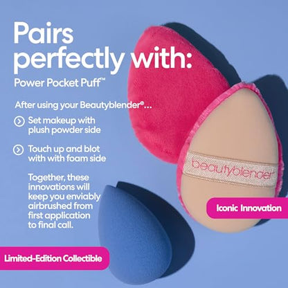 Beautyblender Denim Makeup Sponge, Streak-Free Finish, Vegan | Super-soft blending foam for foundations, powders & creams, reusable & washable, vegan & cruelty-free, made in USA - color: Denim (Limited-Edition)