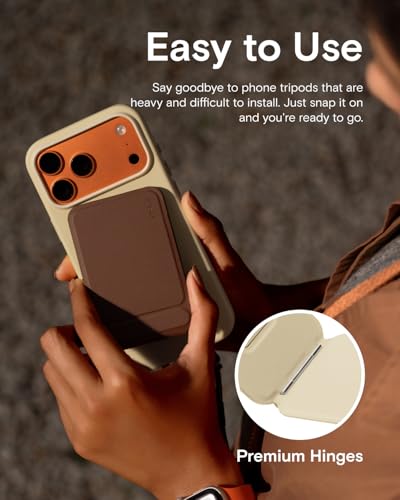 MOFT Phone Stand, Magnetic Phone Tripod Stand Stain-Resistant MOVAS Leather & Angle Adjustment & Strong Magnets Tripod for iPhone 17/16/15/14/13/12 (Included Metal Ring)-Misty Cove - color: Misty Cove, size: Without Card Slot