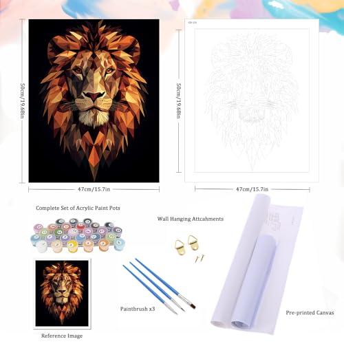 Natuyalo Lion Totem DIY Paint by Numbers for Adults, Animals Abstract DIY Adult Paint by Number Kits Acrylic Canvas Painting for Adults Beginners Art Crafts, No Frame (16" x 20") - color: ART-14