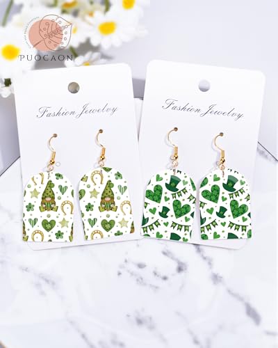 St Patrick‘s Day Clay Transfer Paper, 18 Pcs Irish March 17th Festival Clover Shamrcock Gnome Polymer Clay Transfer Sheets for Earrings Jewelry Making - color: leprechaun