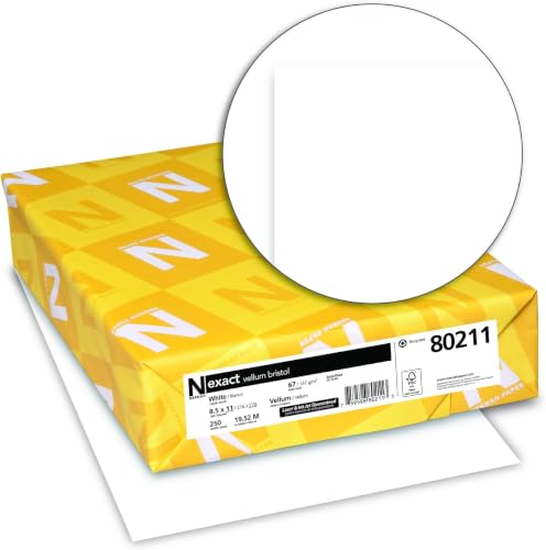 Wausau Papers Neenah Exact Vellum Bristol,8.5" x 11",67 lb/147 gsm,White,94 Brightness,250 Sheets (80211),(Pack of 8) - size: 250 Count (Pack of 8)