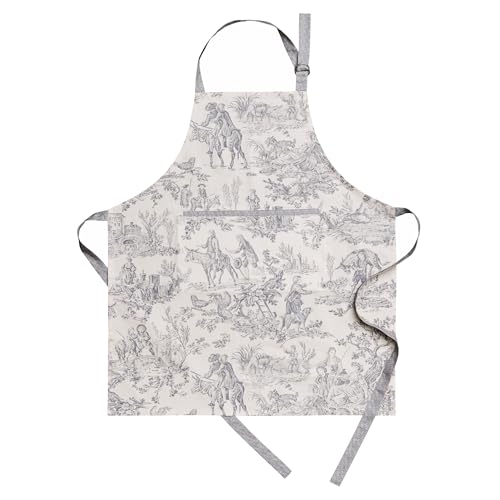 Maison d' Hermine Aprons for women with Pocket 100% Cotton (27.50"x31.50") | Adjustable Neck Strap & long ties Apron Men Chef Wedding Cooking Gardening Server Maid - color: 209 - the Miller - Paloma Grey