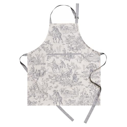 Maison d' Hermine Aprons for women with Pocket 100% Cotton (27.50"x31.50") | Adjustable Neck Strap & long ties Apron Men Chef Wedding Cooking Gardening Server Maid - color: 209 - the Miller - Paloma Grey
