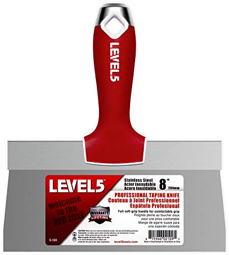 8" Soft-Grip Stainless Steel Taping Knife - LEVEL5 | Pro-Grade | Metal Hammer End | 5-134 - size: 8"