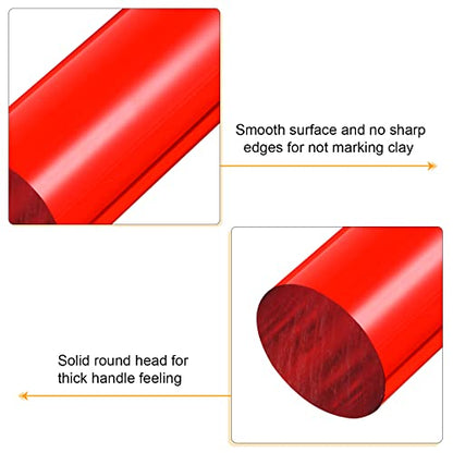 HARFINGTON Acrylic Clay Roller 9 Inch x 1 Inch Solid Non-Stick Plastic Round Tube Roller Polymer Clay Rod Fondant Rolling Pin for Shaping, Sculpting, Modeling DIY Crafts, Red - color: Red, size: 9 Inch x 1 Inch