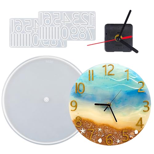 Resin Clock Molds,10''/14'' Roman Numerals Clock Silicone Mold with Mechanism,Resin Clock Epoxy Casting Molds for DIY Jewelry Art Crafts Home Decor Gift Wall Hanging Ornaments(Large, Arabic) - color: Arabic, size: Large