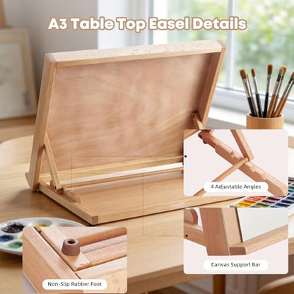 Wooden Table Top Easels for Painting A3 18.5"x14.2" Tabletop Easel - size: A3(18.5"x14.2")