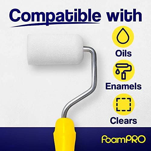 FoamPRO 162 | 2” Fine Finish Paint Roller | Mini Foam Roller (1 Pack) | Foam Paint Roll Cover + Paint Roller Handle | Home Painting Supplies & Paint Tools - size: Pack of 1, style: Roller 2"