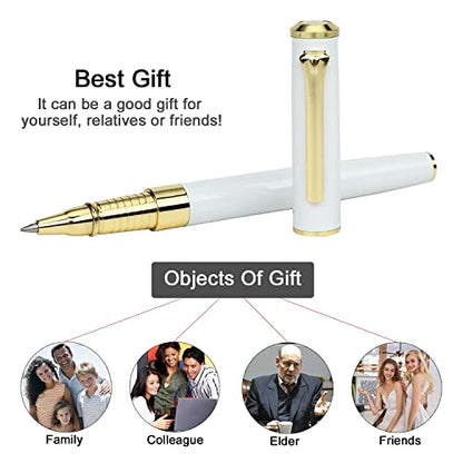 YIVONKA Luxury Ballpoint Pen Black Refill Line width 0.5mm,Best Office Pen Gift for Men & Women Professional Executive,Nice BallPens Classy Gift Box (White) - color: White