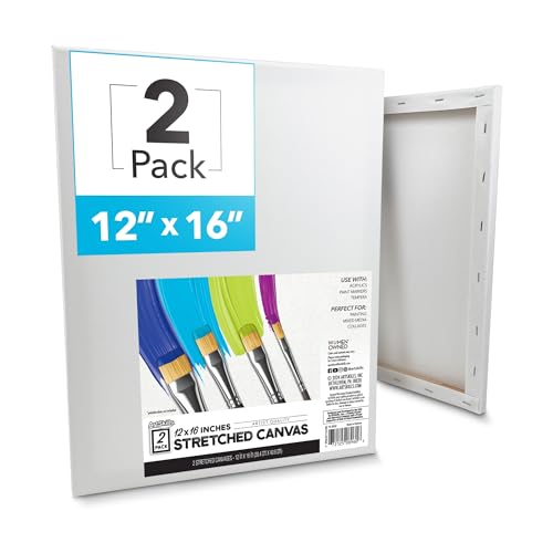 ArtSkills Stretched Canvas for Painting, 12x16 Canvas, 2-Pack Framed | Blank Canvas, Premium Wood Frame, Painting Supplies for Artists - size: 2-Pack 12x16