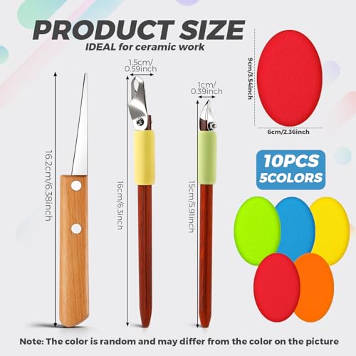 Leriton 2 Pack Pottery Carving Tool Set 6in Sculpture Carving Scraper Tool Pottery Modelling Shape for Tea Cup Mug Vase Leather Hard Clay Cutters with Wooden Handle for Ceramic Sculpture Craft(Set 2) - color: Multicolor, style: Set 2