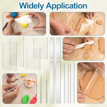 Amrules 12 Pcs Polymer Clay Tools Kit, Acrylic Rollers & Cutters for Adults - color: Clear-Board-12Pcs