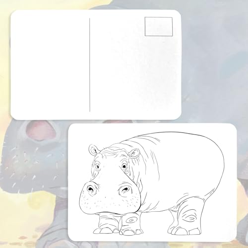 Watercolor Postcards 32 Sheets 4x6 inch 140lb/300gsm Watercolor Coloring Cards Pure Cotton Paper Post Cards Art Supplies for Painting DIY Mailing Invitations Greeting (Animals)