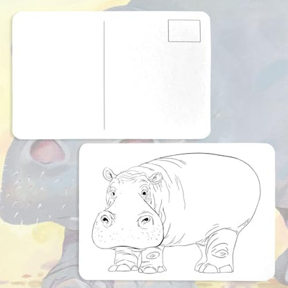 Watercolor Postcards 32 Sheets 4x6 inch 140lb/300gsm Watercolor Coloring Cards Pure Cotton Paper Post Cards Art Supplies for Painting DIY Mailing Invitations Greeting (Animals)