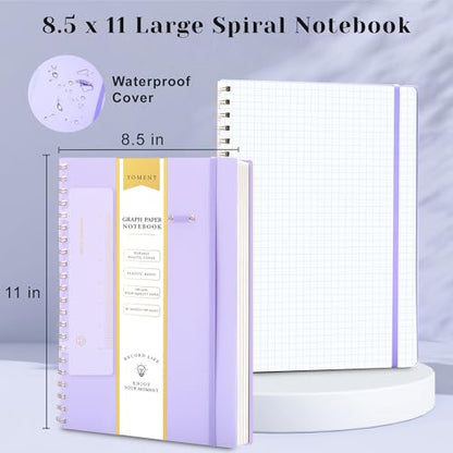Yoment Graph Paper Notebook Spiral Notebook 8.5 x 11 Large Grid Notebooks | 100 GSM Thick Graph Paper, A4 Plastic Cover Graphing Notebook for Work School Engineering, A4 Purple - color: Purple, style: E - Graph - A4