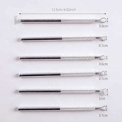 GSHLLO 6 Pcs Metal Clay Sculpting Tools Pottery Carving Trimming Tool Polymer Clay Cutting Kit Modeling Clay Spatula Tools Clay Sculpture Set for Art Craft
