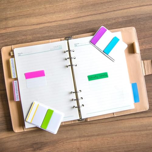 KICNIC Sticky Tabs Index Tabs, 2 Inch, 720 Pieces, 12 Colors, Self Adhesive | Colored Page Markers Repositionable Tags, Reading Tabs, Tape Flags, for Books, Binders, Notebook and File Folders, 36 Sets - color: Neon Colors, size: 720pcs