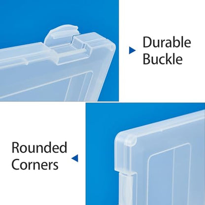 6 Packs A4 Paper Storage Boxes, 8.5 x 11 Plastic Portable Project Case for US letter Size and A4 paper, Plastic Multi-Purpose Thick Scrapbook Storage Box for Office (12.6"L x 9.5"W x 0.94"H) - size: 12.6"L x 9.5"W x 0.94"H