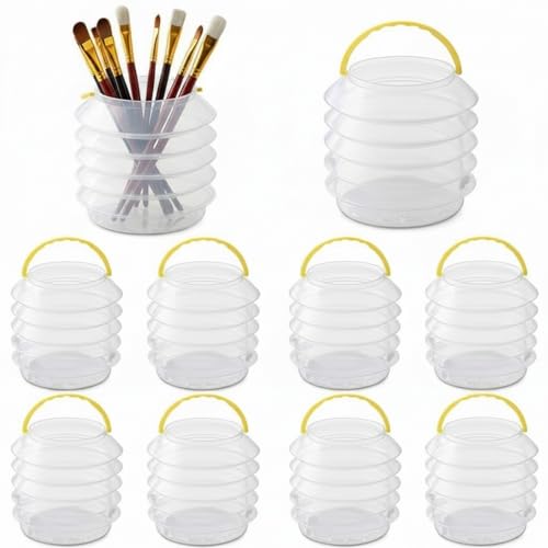meekoo 10 Pcs Paint Water Cup Collapsible Paint Brush Washer Plastic Portable Watercolor Brush Holder Foldable Washing Buckets Multifunctional Organizer Cleaner Tool for Watercolor Oil Painting