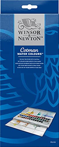 Winsor & Newton Cotman Watercolor Paint Set, 45 Half Pan Studio Set | Introductory Watercolor made with Fine Art Pigments, Perfect for Beginners, Lightfast & Permanent, Good Tinting Strength - style: 45 Half Pan Studio Set