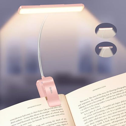 Gritin 2026 Gen 2 Book Light for Reading- 32 Eye Caring Full Spectrum LED - color: Pink