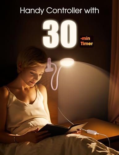 LiFMIRA Desk Lamp Clip on Light 8W 66 LED Reading Light for Bed Pink | 5 Colors 10 Dimming Levels, Eye Caring Metal Reading Lamp, Clip lamp for Bed Headboard Home Office - color: Pink