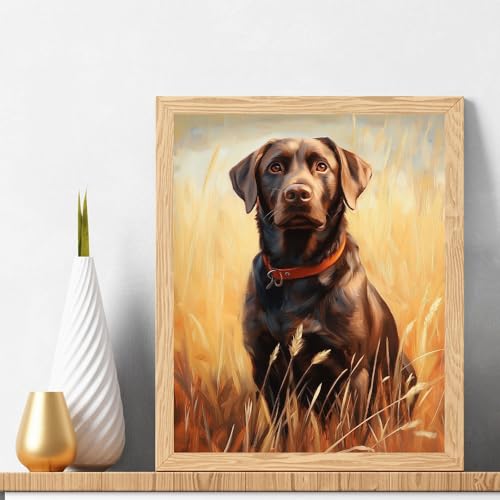 Natuyalo Animal Paint by Numbers Kit for Adults - Black Dog in the Rice Field Painting by Number on Canvas Without Frame, DIY Acrylic Art Crafts for Ideal Gift (16x20 Inch) - color: ART-04