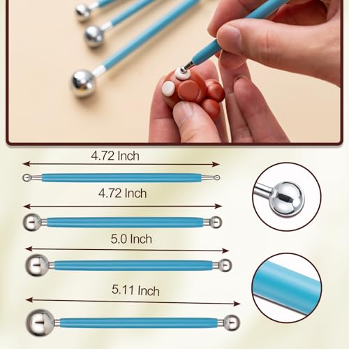 Amrules 10Pcs Double-Ended Stainless Steel Dotting Tools with Multiple Size | Lightweight & Versatile, Multiple Sizes for Precision Dots & Details, Ideal for Rock Painting, Pottery, Nail Art, and More - color: Lightyellow-Dotting-10Pcs