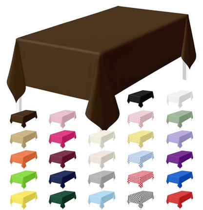 HEIPINIUYE 2 Pack Brown Tablecloth Disposable 54 x 108 Inch Brown Plastic Table Cloth Disposable Waterproof Rectangle Table Cover for Party Birthday Camping Picnic Tablecloths - color: Brown Rectangle Tablecloth, size: 2 Pack