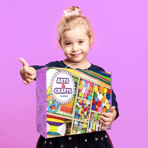 VLUSSO 3000Pcs DIY Arts and Crafts Supplies Kit for Kids - Kids Craft Kits Art Supplies Material Set with Pipe Cleaner All in 1 Crafts Activity Gifts Toys for Girls Boys Age 4-6, 6-8, 8-12 Years - size: 3000pcs