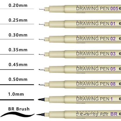 Muchcute Micro Fineliner Drawing Art Pens: 20 Set (12 Colors 01 & 8 Black) - color: 20 Set (12Colors01+8Black)