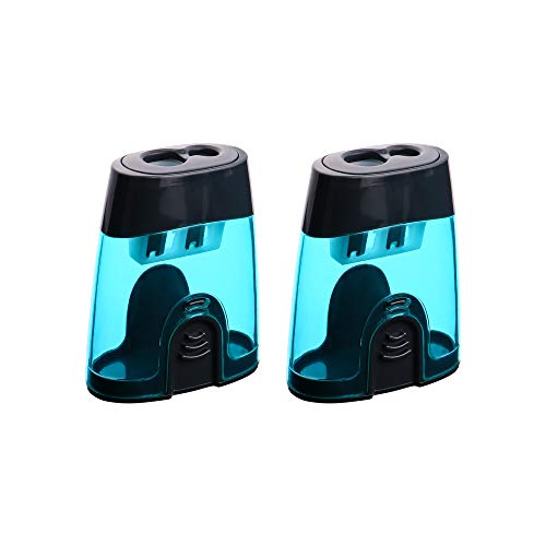 Eagle Manual Pencil Sharpener, 2 Holes, for Standard and Jumbo Color Pencils, 24×51×63 MM, Perfect for Kids, Pack of 2 - color: Blue