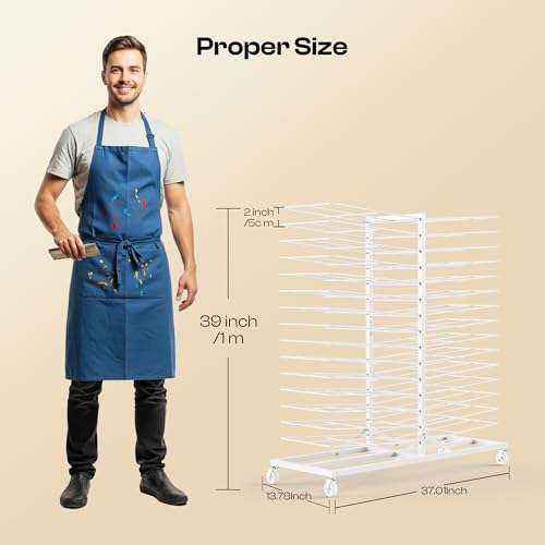 Caydo 30 Shelves Art Drying Rack, Easy Assembly Rolling Art Rack with Adjustable Shelves, Art Storage Solution for Screen Printing Frame, Lino Plates and Cabinet Doors