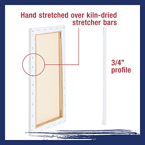 U.S. Art Supply 8 x 24 inch Stretched Canvas for Painting, 12oz Triple Primed, 6-Pack - Professional Artist Quality White Blank 3/4" Profile, 100% Cotton, Heavy-Weight Gesso - Acrylic Pouring, Oil - size: 8" x 24"