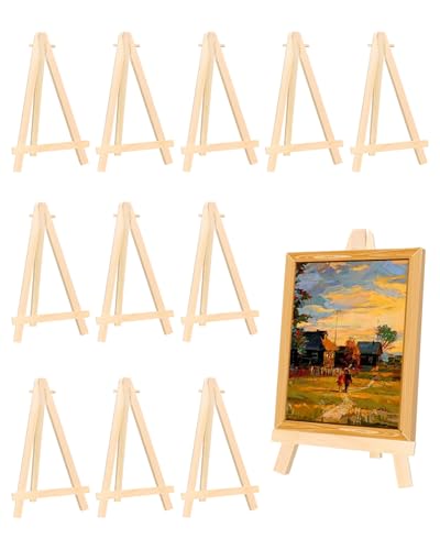 Painting Easel, 12 Pack Wooden Table Top Easels Wooden Easel for Painting, Portable Canvas Photo Picture Sign Holder (Orignal, 3.5 "L x 6.3 "H) - size: 3.5 "L x 6.3 "H