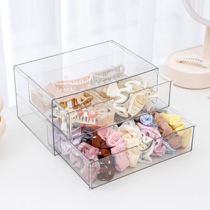 Clear Desk Drawer Organizer, 6 Drawers, Plastic | Stackable Desk Organizers and Accessories, For Pencils, Books, Art Crafts, Makeup, For Home Office, Bathroom, Kitchen - size: 6 Drawers