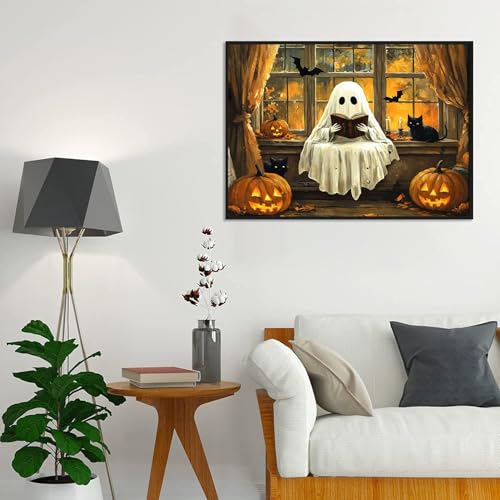 ARPADAMO Halloween Diamond Art Kits for Adults Cute Ghost Reading 12x16in - color: DP04083