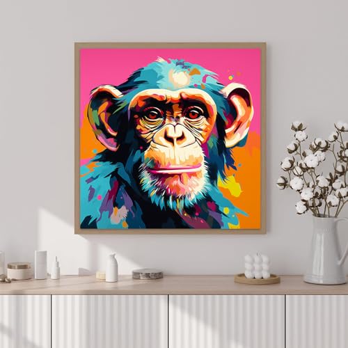 Artunion Framed Paint by Numbers Kit for Adults Beginners & Kids Ages 8-12,Colorful Monkey Paint by Number with Frame,Animals Paint by Numbers Kit on Canvas 10 * 10 Inch Without Easel - color: ZXT-267-F