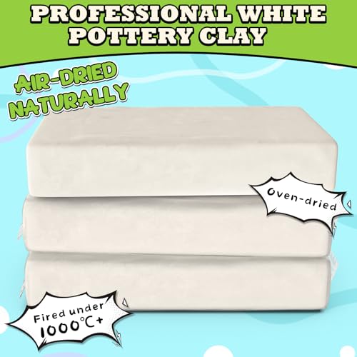 Aujazyble Premium Air Dry Clay for Kids - 3.3lbs Natural White Modeling Pottery Clay for Wheel, Arts & Crafts Supplies for School Classrooms, Craft Gifts for Kids Beginners and Advanced Sculptors - color: White