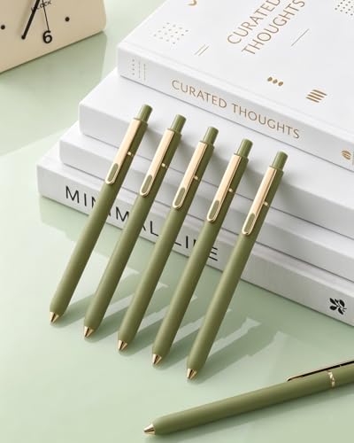 SUNEE Gel Pens, 6 Pack 0.5mm Pens Fine Point Smooth Writing Pens with Quick-Dry Black Ink, Cute Aesthetic School Office Note-Taking Pens for Journaling - Green - color: Green, style: 6 Pack